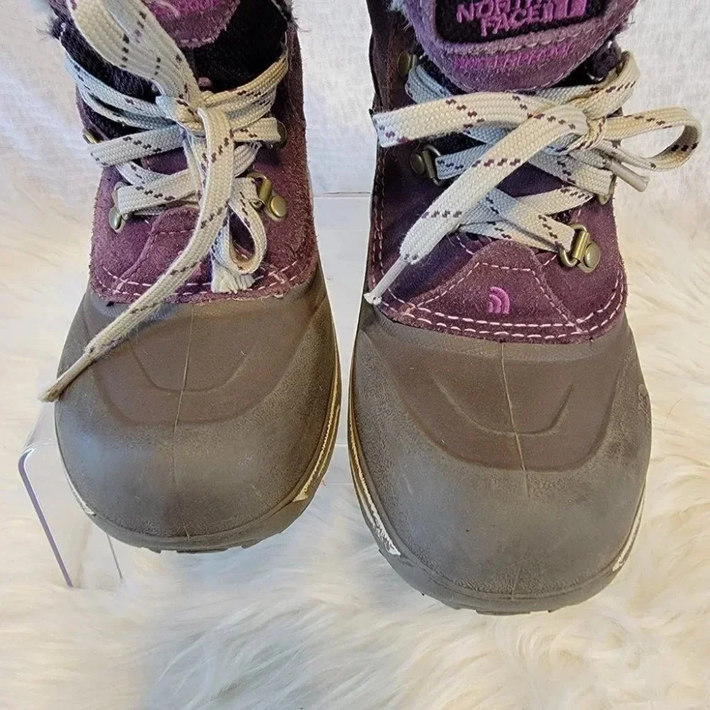 The‎ NORTH FACE Girls Purple Water Proof Suede Snow Winter Boots Youth Sz 2